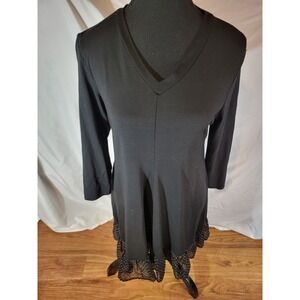 Karol Richardson Size S/M Black Pilka Dot Trim L/S Tunic